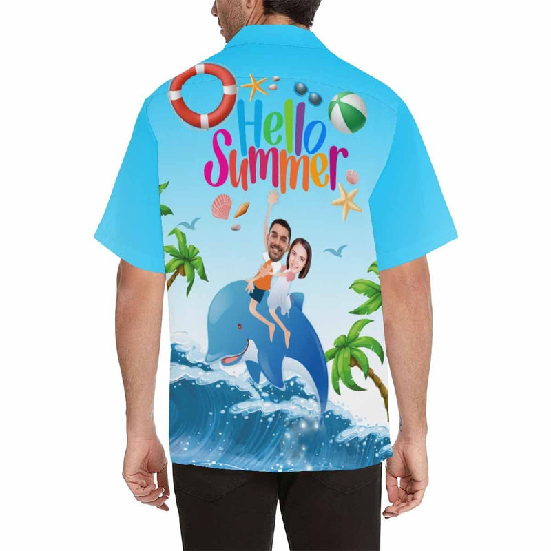 Custom All Over Print Hawaiian Shirt Hello Summer Tropical Printing Aloha Shirt Birthday Vacation Party Gift