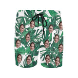 Custom Face Leaves Men's Quick Dry Swim Shorts, Personalized Funny Swim Trunks