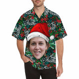 Hawaiian Shirt with Your Face Merry Christmas Custom Print Hawaiian Shirt Birthday Gift for Him