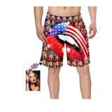 Custom Face Flag Mouth Personalized Photo Men's Elastic Beach Short