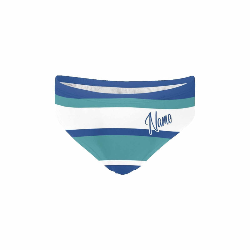 Custom Name Blue White Stripes Men's Quick Dry Stretch Swimming Briefs