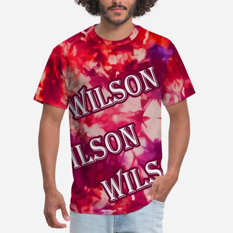 Custom Name Red Tie Dye Men's T-shirt Print Your Own Personalized Shirt for Him Unique Shirt Gift