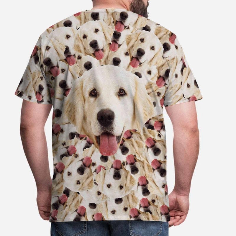 Custom Pet Face Smash Shirt with Pictures All Over Put Your Dog on A Shirt for Pet Lover Birthday Vacation Gift