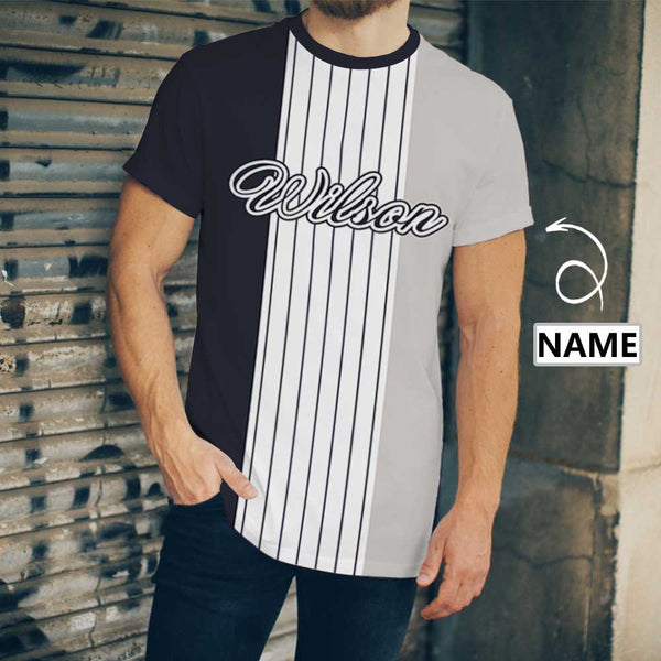 Custom T-shirt with Name Tricolor Stripes Put Your Name on Tshirt with Custom Text Made for You