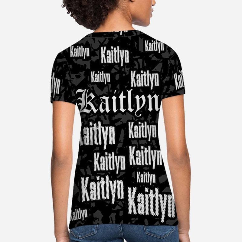 Custom Name Grey Dot Women's All Over Print T-shirt