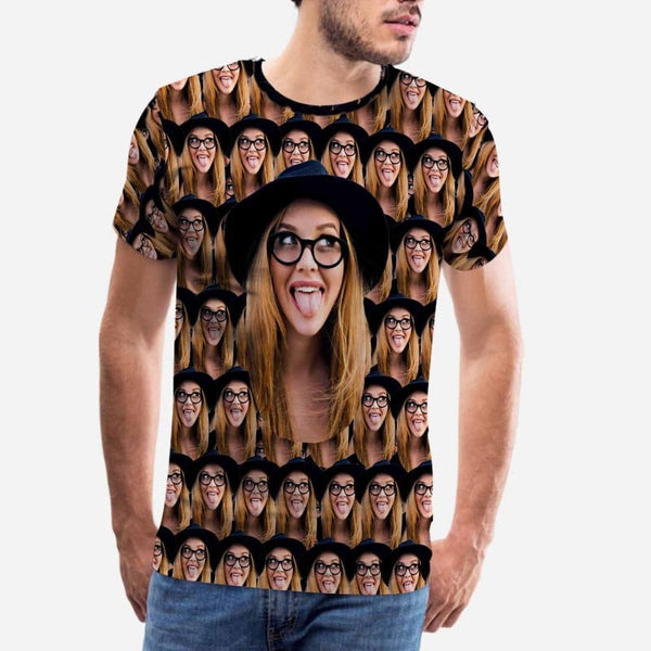 Custom Tshirt with Girlfriend Seamless Face Shirt Face Put Your Face on A Tshirt for Birthday Gift