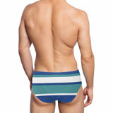 Custom Name Blue White Stripes Men's Quick Dry Stretch Swimming Briefs