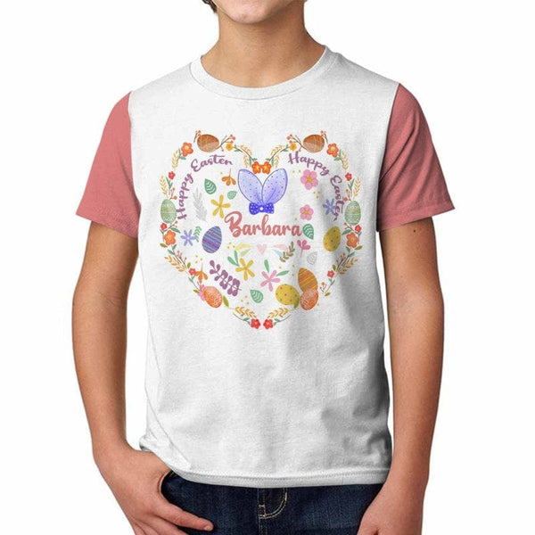 Custom Name Easter Heart Kid's All Over Print T-shirt