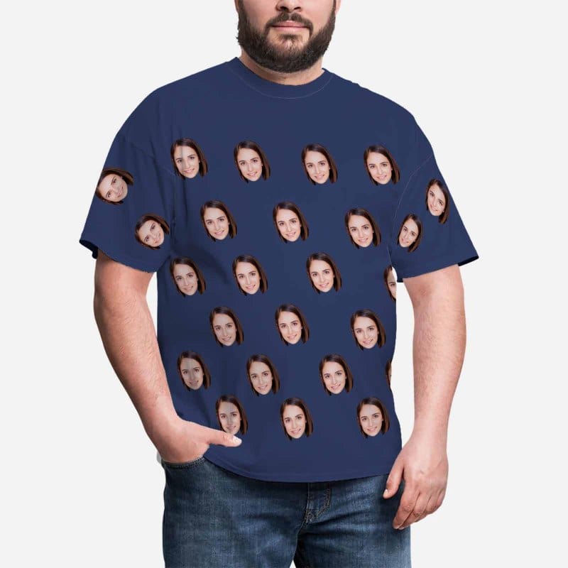 Custom Face Funny Selfie Men's Print T-shirt Made For You Custom Tee Shirt Design for Him