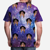 Custom Girlfriend Face Galaxy Starry Night Men's T-shirt Add Your Own Custom Image Design Unique Gift