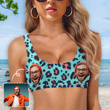 Sport Top-Custom Boyfriend Face Personalized Leopard Print Bikini Swimsuit Top