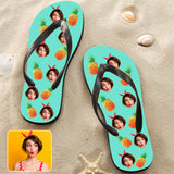 Custom Pineapple And Girfriend Face sandals Personalized Face Flip Flops