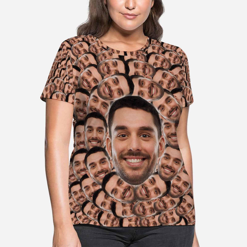 Custom Boyfriend Face Smash Shirt Women's All Over Print T-shirt