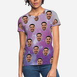 Custom Boyfriend Face Starry Sky Women's All Over Print T-shirt