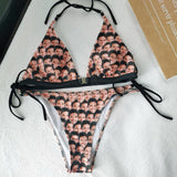 Custom Boyfriend Husband Face Sexy Halter Bikini Swimsuit for Women