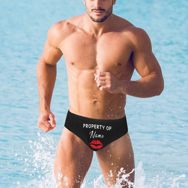 Custom Name Property & Hot Lips Quick Dry Stretch Swimming Briefs