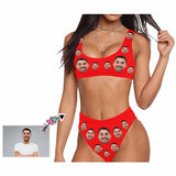 Custom Face Red Personalized Sport Top&High-Waisted Bikini Swimsuit Honeymoons For Her