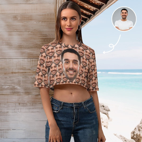 Custom Face Seamless Boyfriend Short Crop T-shirt