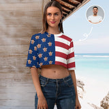 Custom Face Flag Stripe Short Crop T-shirt