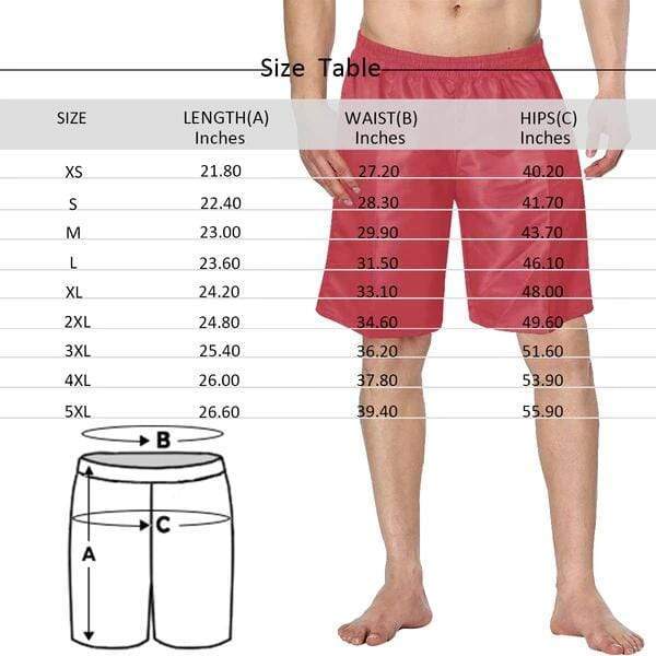 Custom Face Pink Personalized Photo Men's Elastic Beach Short