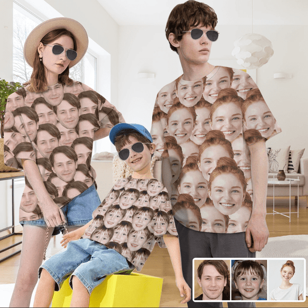 Custom Face Seamless Family Matching T-shirt Put Your Photo on Shirt Unique Design Shirt Gift