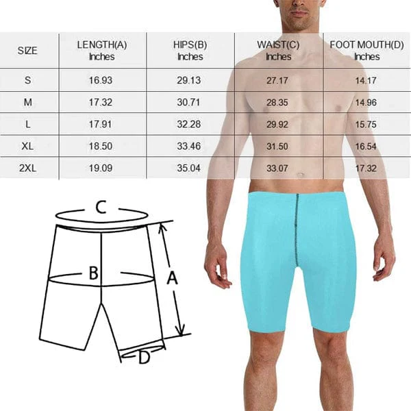 Custom Face Hawaii Style Men's Skinny Stretch Knee Length Swim Trunks