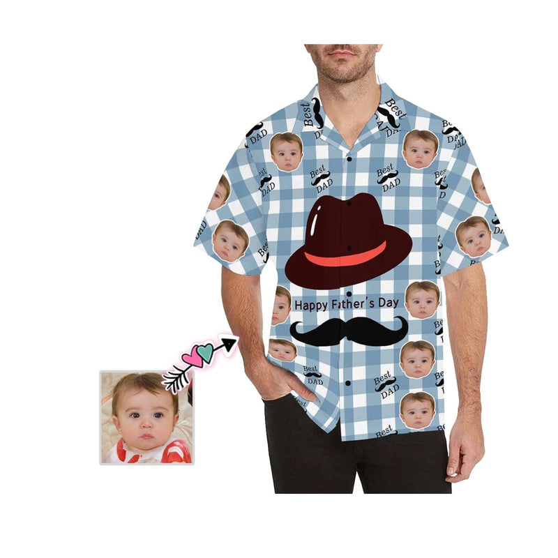 Custom Face Happy Father's Day Beard Men's All Over Print Hawaiian Shirt