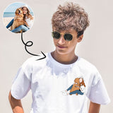 Custom Portrait Outline Shirt, Line Art Photo Shirt For Male, Custom Men's All Over Print T-shirt, Photo Outline Outfit With Pet White