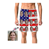 Custom Face Flag Red Stripes Men's Elastic Beach Shorts