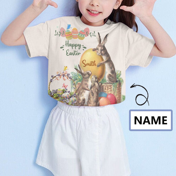 Custom Name Flowers Easter Kid's All Over Print T-shirt