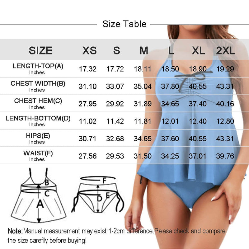 Custom Face Seamless Boyfriend Swimsuit Personalized Womens Bathing Suit Chest Drawstring Swim Dress 2 Piece Tankini