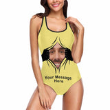 Custom Face&Text Pull Away Women's Tank Top Bathing Swimsuit