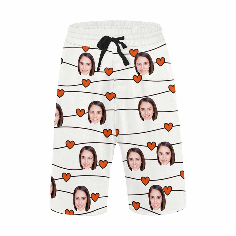 Custom Face Link Love Men's All Over Print Casual Shorts