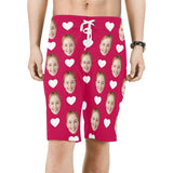 Custom Face Love Heart Personalized Photo Men's Beach Short-Drawstring Short