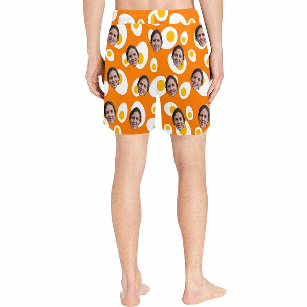 Custom Face Egg Men's Quick Dry Swim Shorts, Personalized Funny Swim Trunks