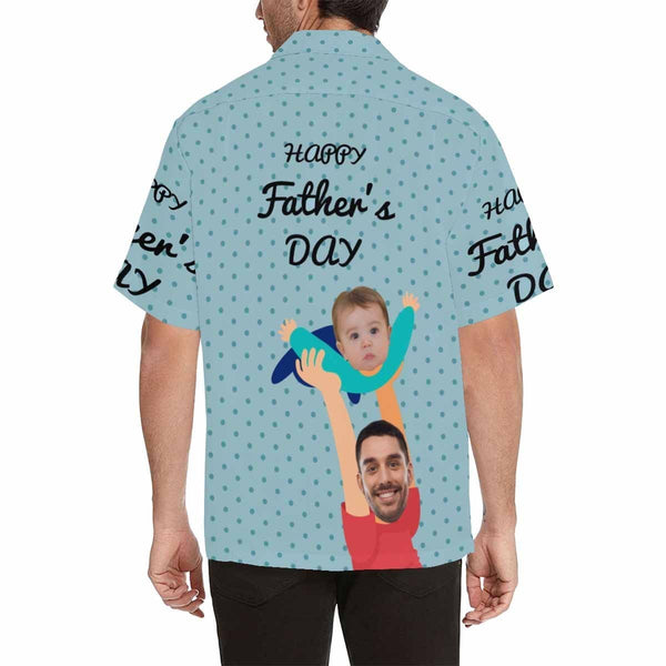 Custom Face Happy Father's Day Hold Men's All Over Print Hawaiian Shirt