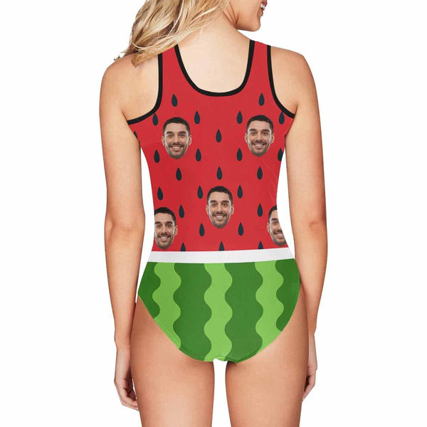 Custom Face Watermelon Women's Tank Top Bathing Swimsuit