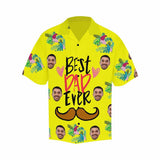 Custom Face Best Dad Ever Yellow Men's All Over Print Hawaiian Shirt