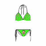 Custom Face Solid Color Bikini Swimsuit Personalized Green Bathing Suit