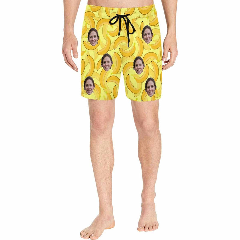 Custom Face Banana Quick-Dry Swim Trunks Men's Bathing Suit