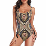 Custom Face Snake Women's New Drawstring Side One Piece Swimsuits