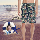 Custom Face Little Flowers Personalized Photo Men's Beach Short-Drawstring Short