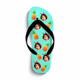 Custom Pineapple And Girfriend Face sandals Personalized Face Flip Flops