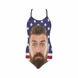 Custom Flag Big Face Swimsuit Personalized One Piece Slip Women Bathingsuit