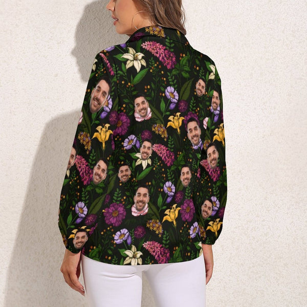 Custom Face Forest Vntage Casual Long Sleeve Hawaiian Shirts