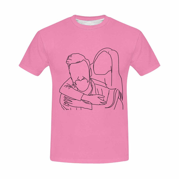 Custom Portrait Outline Shirt, Line Art Photo Shirt For Male, Custom Men's All Over Print T-shirt, Photo Outline Outfit For Couple