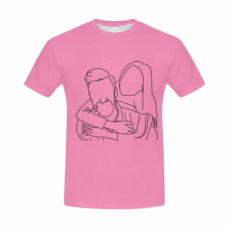 Custom Portrait Outline Shirt, Line Art Photo Shirt For Male, Custom Men's All Over Print T-shirt, Photo Outline Outfit For Couple