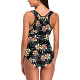 Custom Face Lily Flowers Swimsuit Personalized Women's Tank Top Bathing Swimsuit Honeymoons For Her