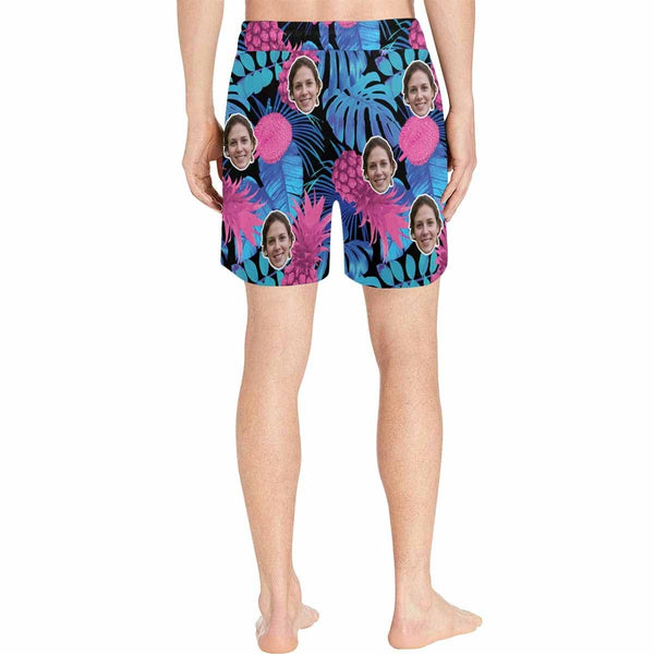 Custom Face Gorgeous Men's Quick Dry Swim Shorts, Personalized Funny Swim Trunks