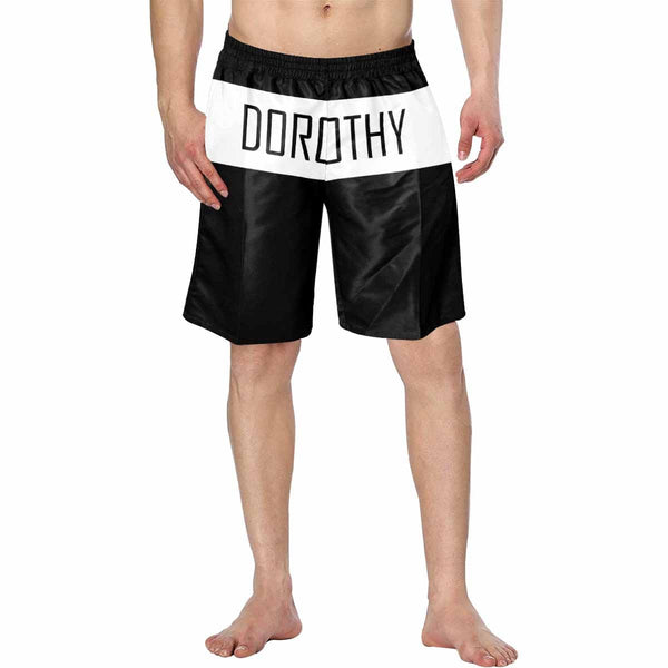 Custom Name Black Men's Beach Shorts